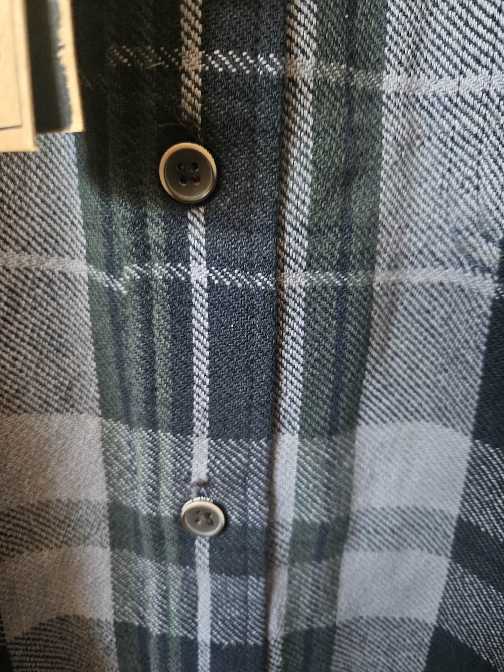 Men's Tailor Vintage Reversible Navy & Gray Plaid Button-Up Shirt - Picture 3 of 5